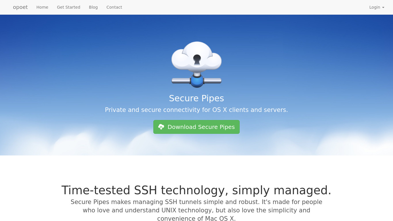 Secure Pipes Landing page