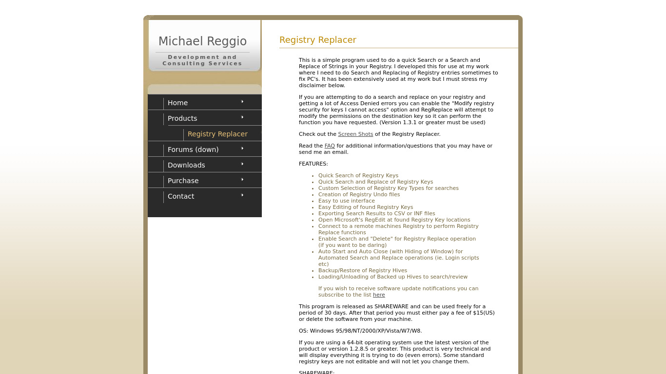 Registry Replacer Landing page