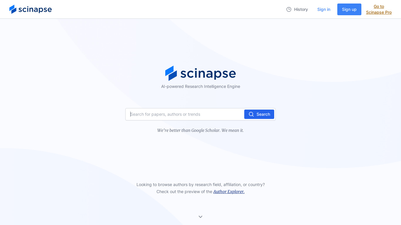 Scinapse Landing page