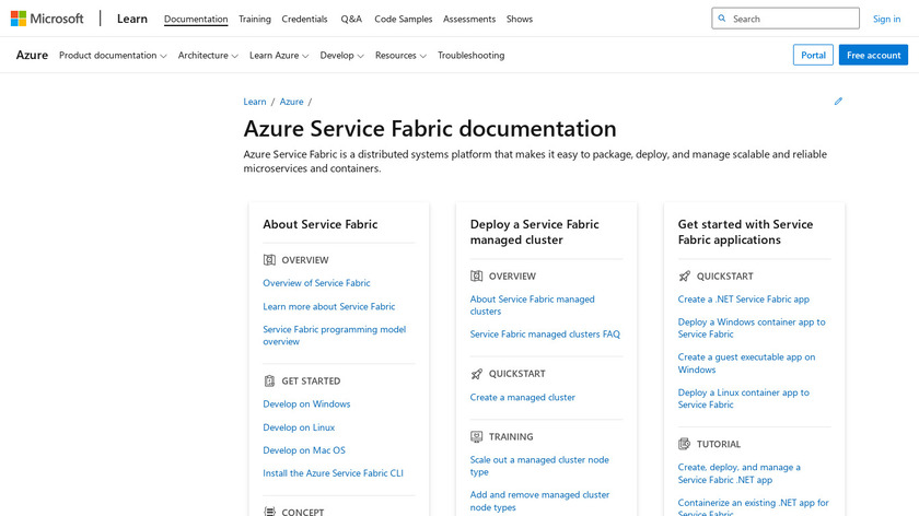 Service Fabric Landing Page