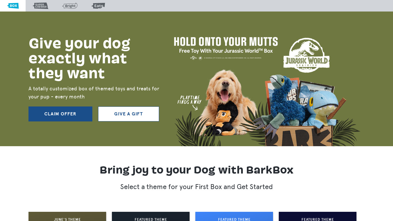 BarkBox Landing page