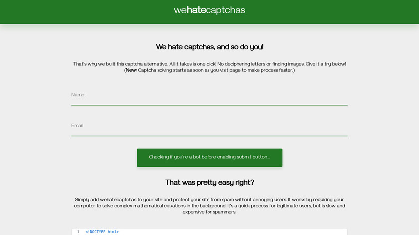 WeHateCaptchas Landing Page