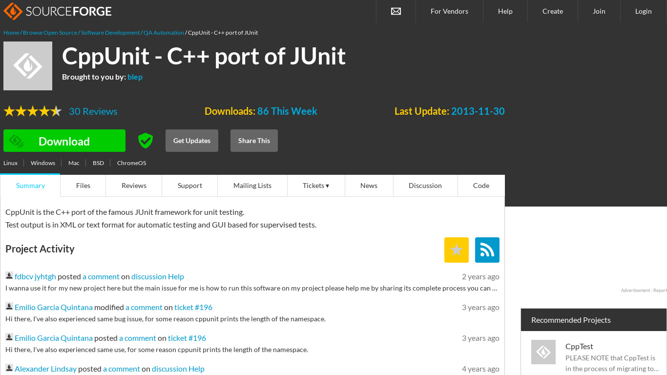 CPPUnit Landing page