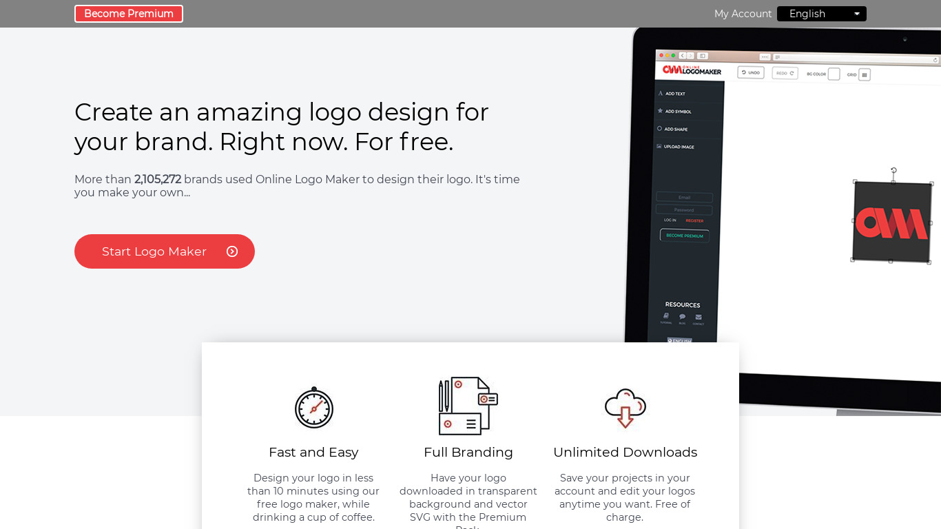 Online Logo Maker Landing page