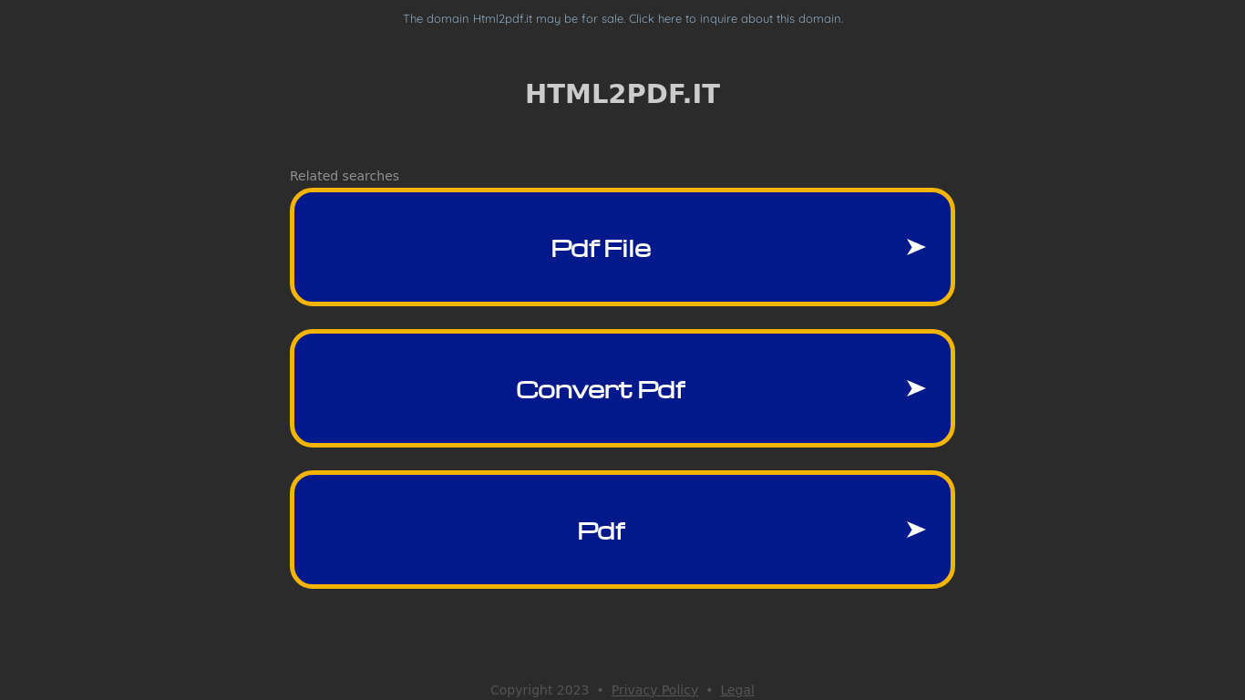 html2pdf.it Landing page