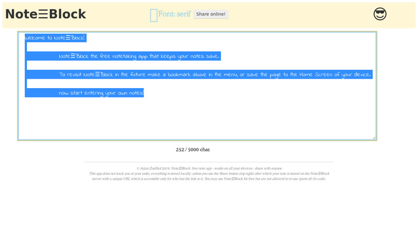 Note☰Block Landing Page
