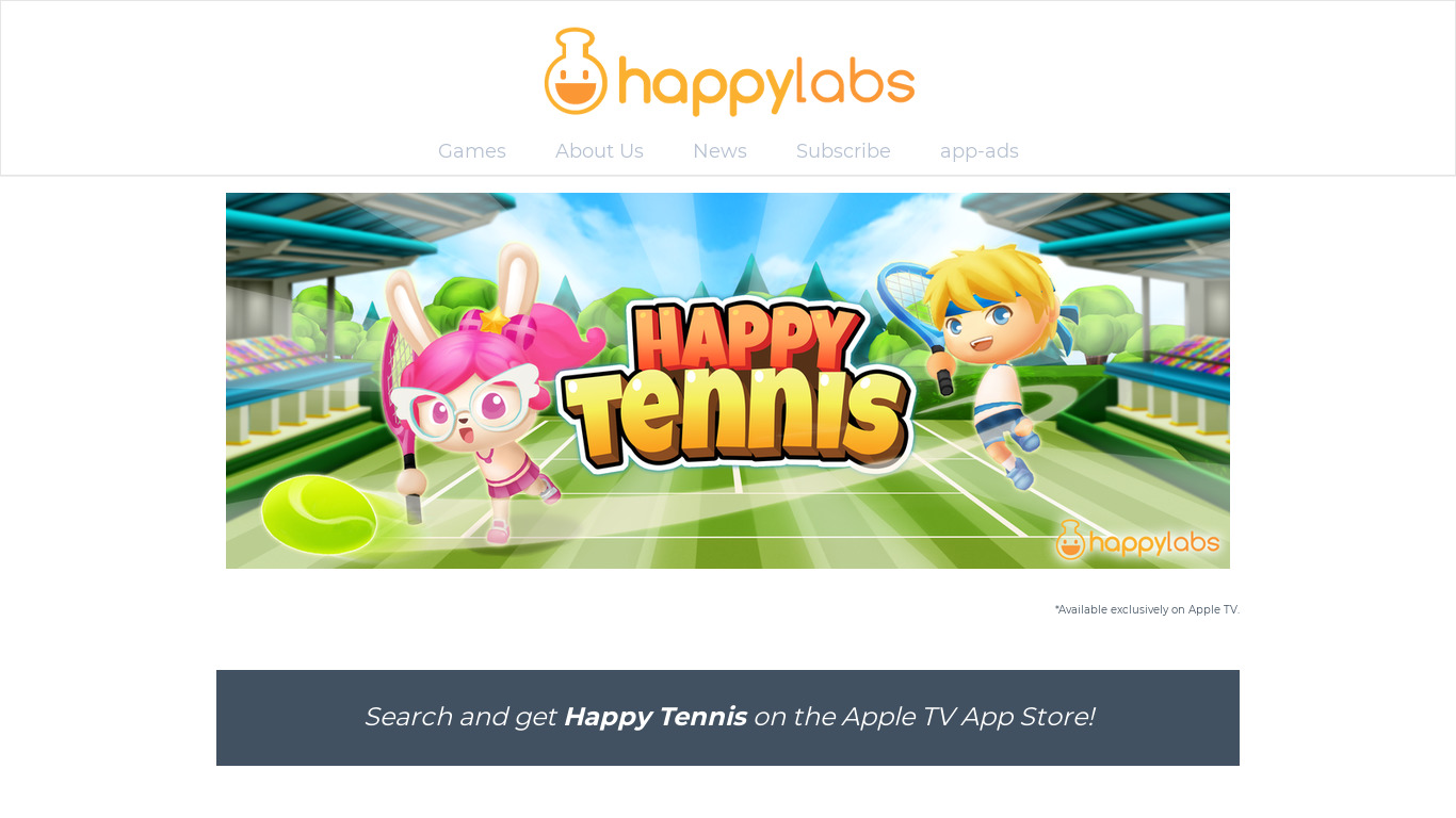 Happy Tennis Landing page