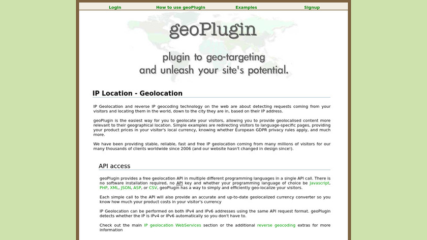 geoPlugin Landing Page
