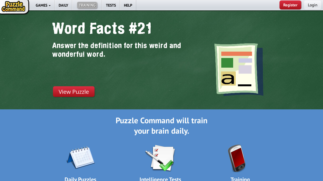 Puzzle Command Landing page