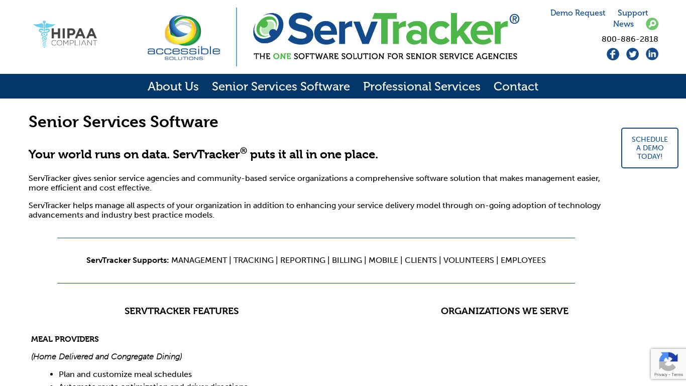 SERVTracker Landing page