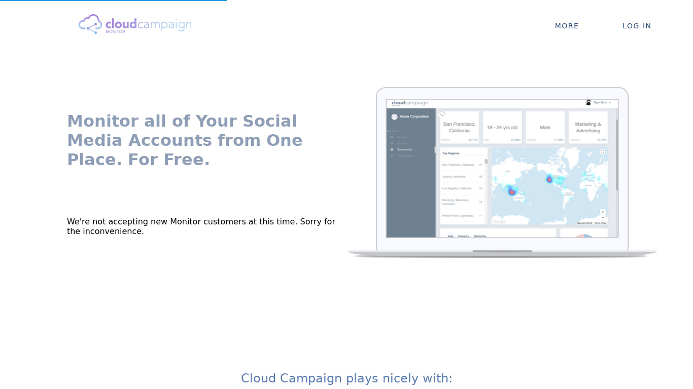 Monitor by Cloud Campaign Landing page