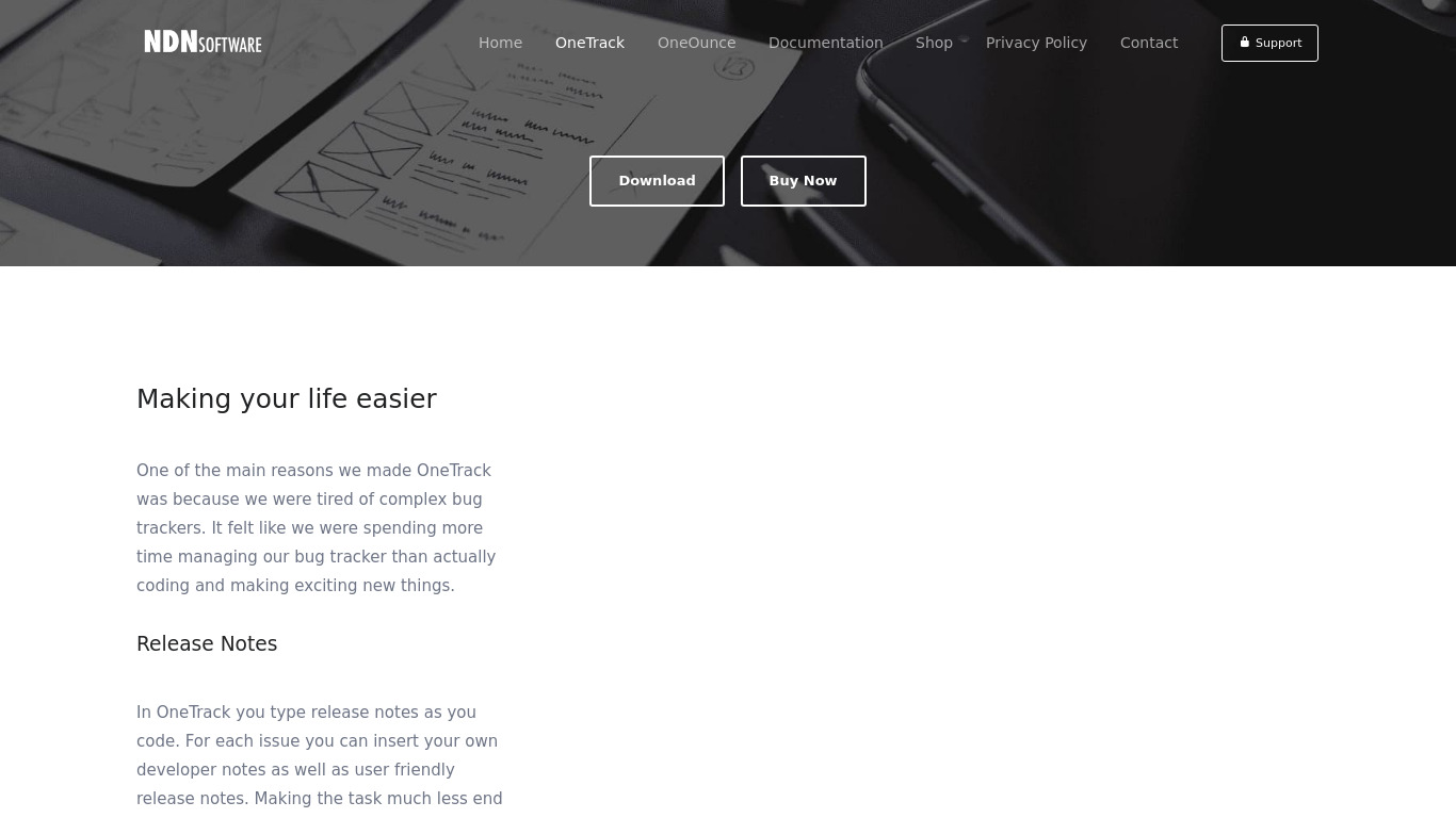 ndn.one OneTrack Landing page