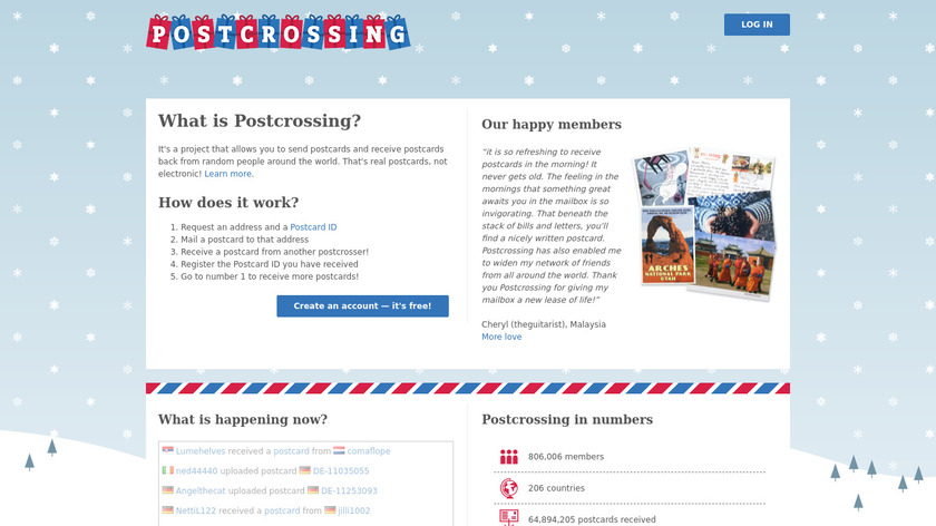 Postcrossing Landing Page