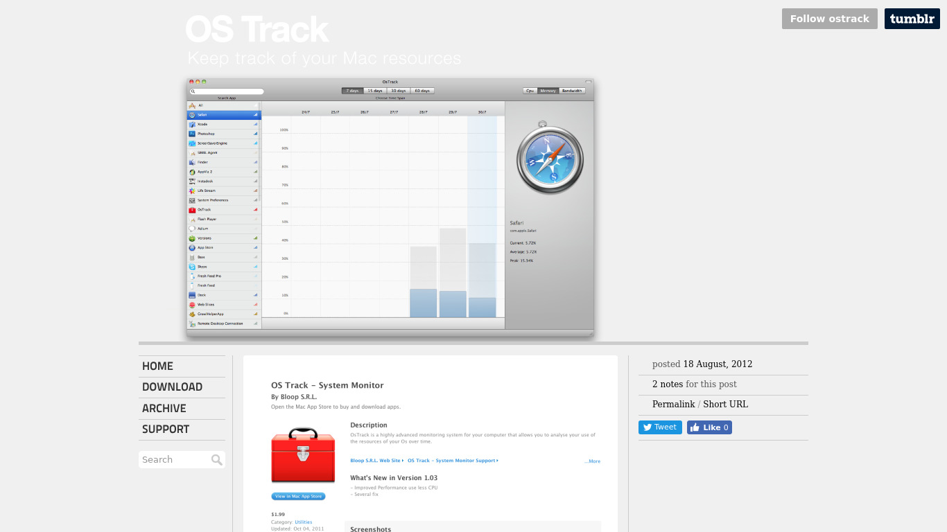 OS Track Landing page