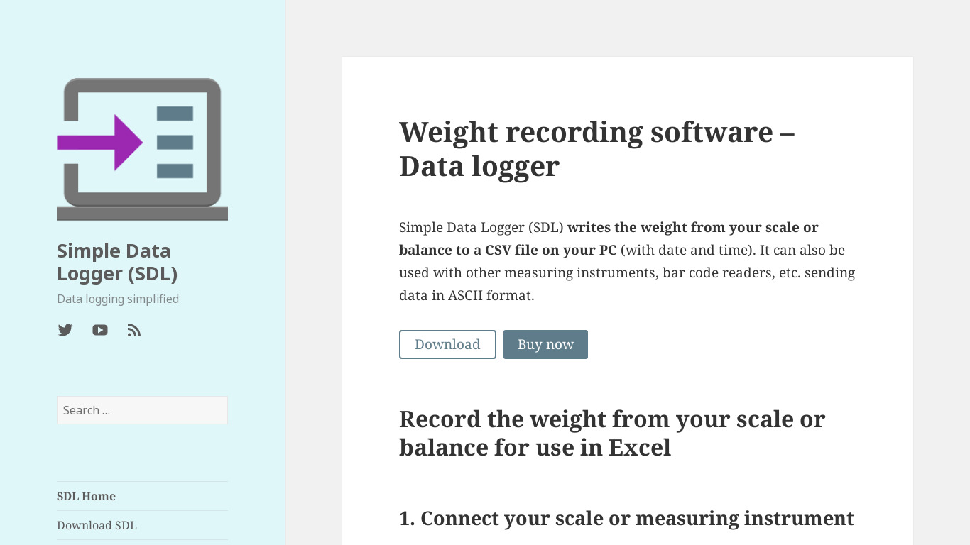 Simple Data Logger Landing page