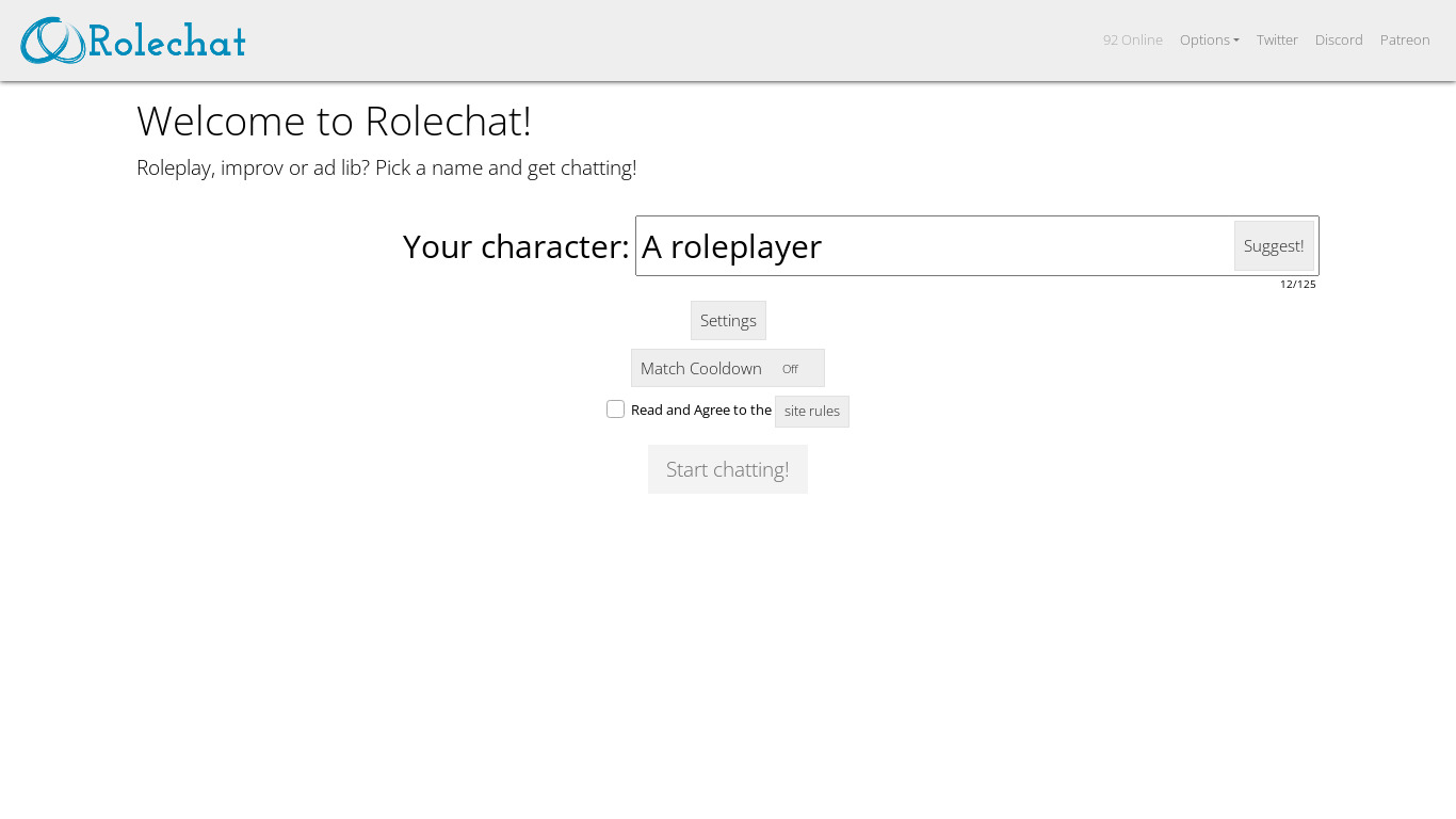 Rolechat Landing page