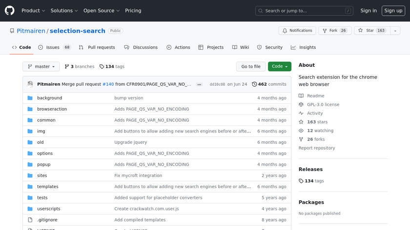 Selection Search Landing Page