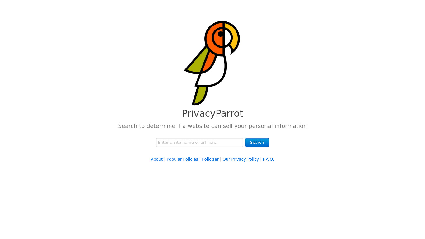 PrivacyParrot Landing page
