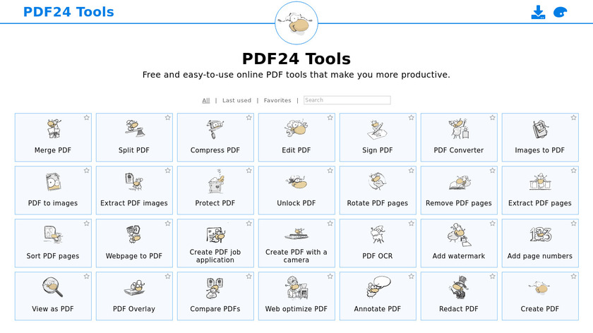 PDF24 - Online PDF Tools Landing Page