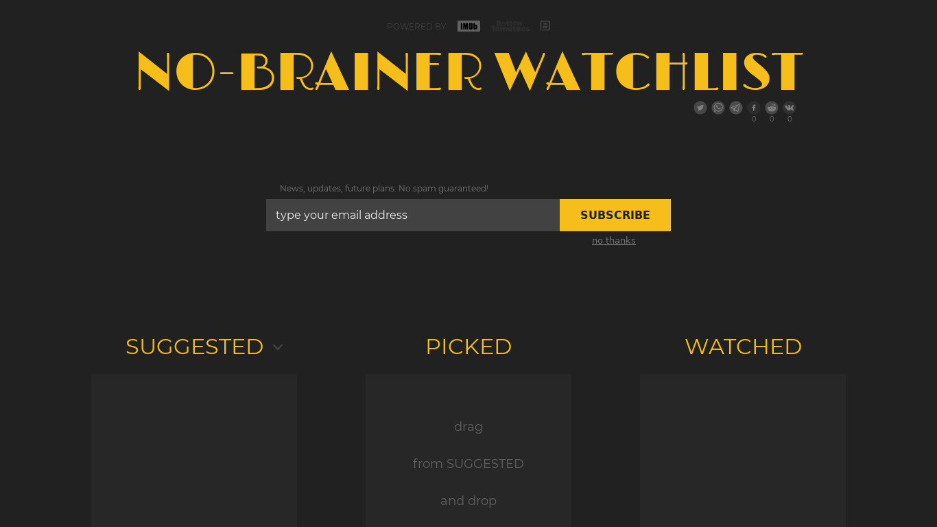 No-Brainer Watchlist Landing page