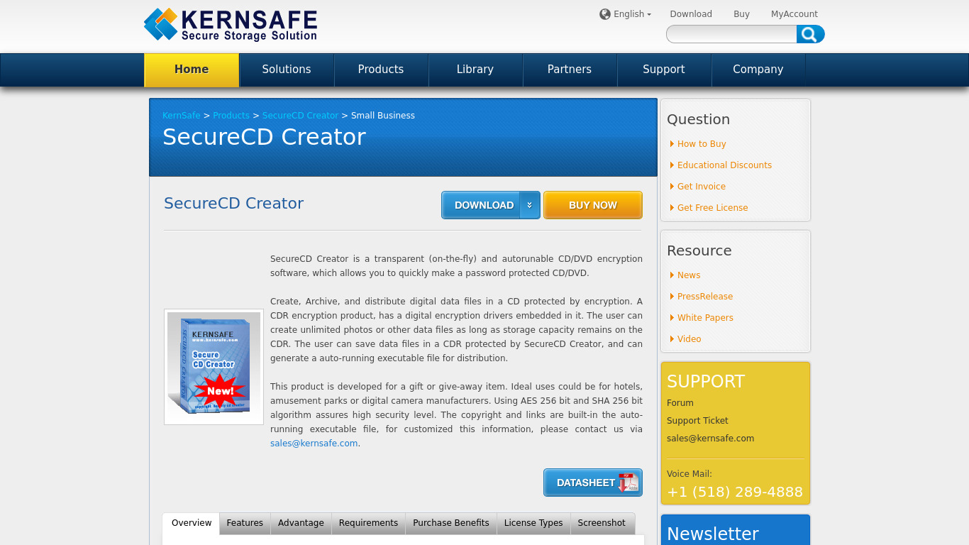 SecureCD Creator Landing page