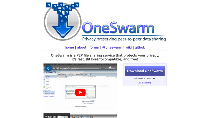 OneSwarm Landing Page