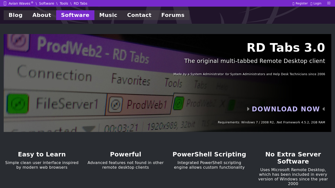 RD Tabs Landing page