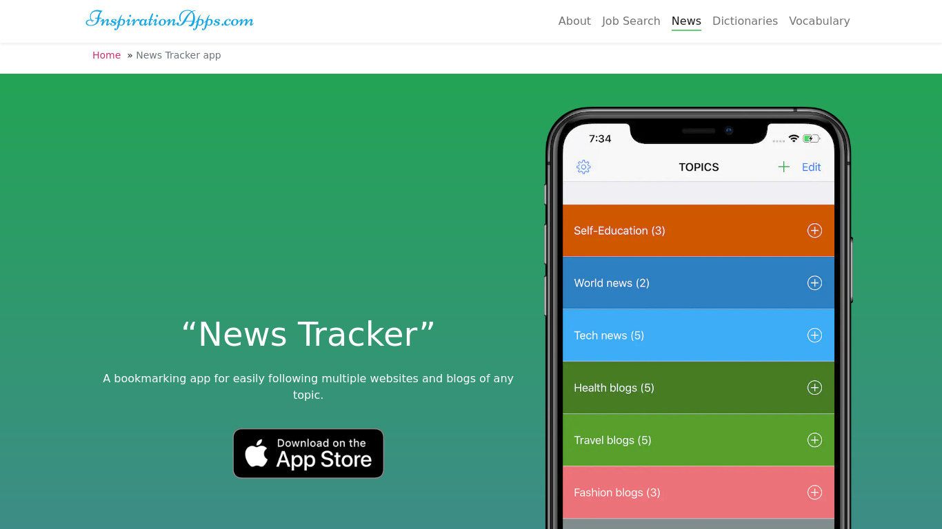 News Tracker Landing page