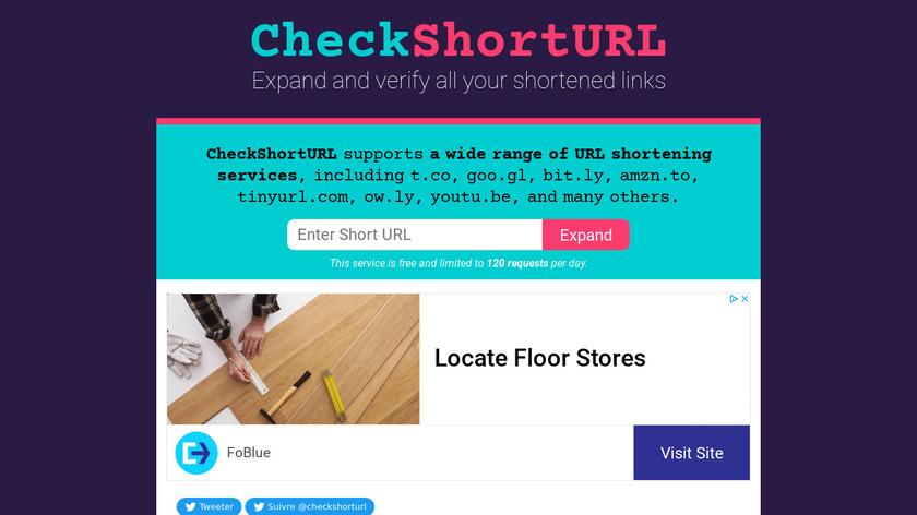 CheckShortURL Landing Page