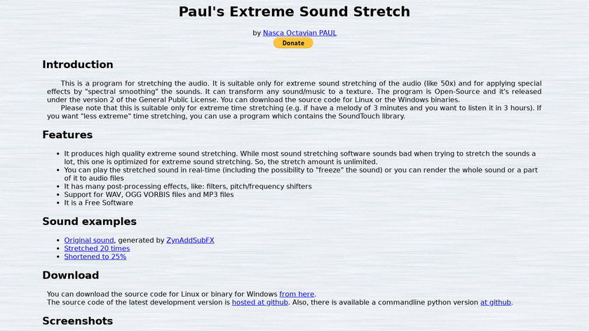 PaulStretch Landing Page
