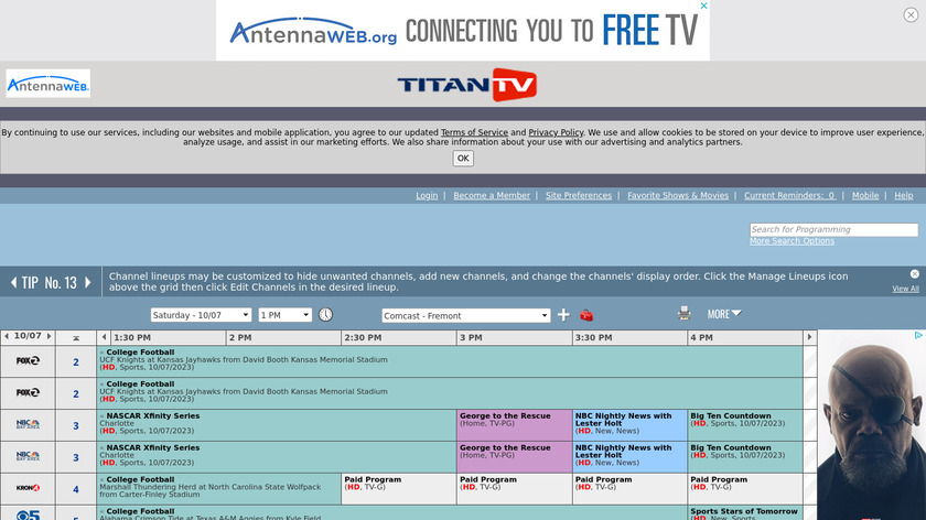 TitanTV Landing Page