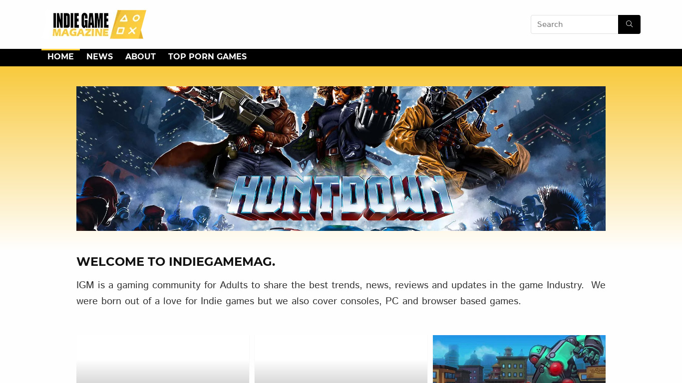 The Indie Game Magazine Landing page