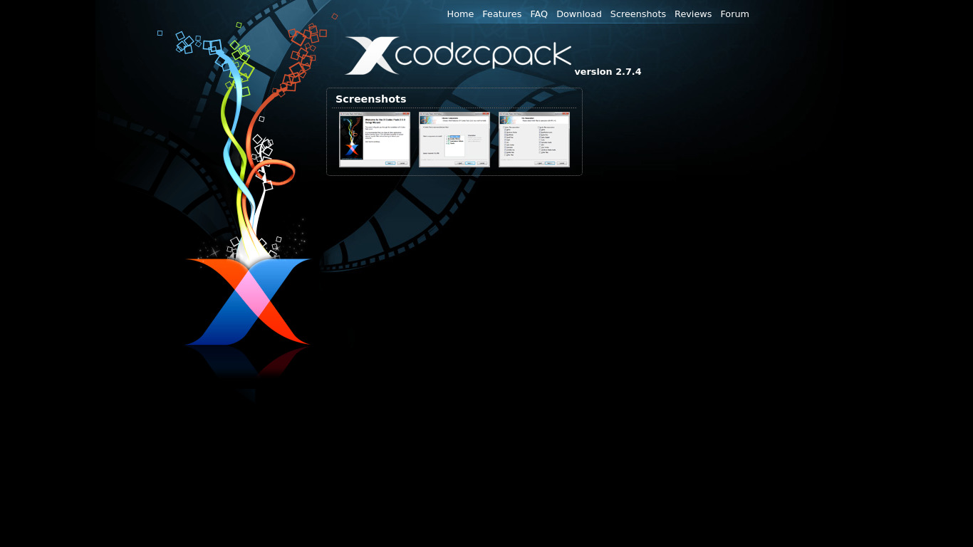 X Codec Pack Landing page
