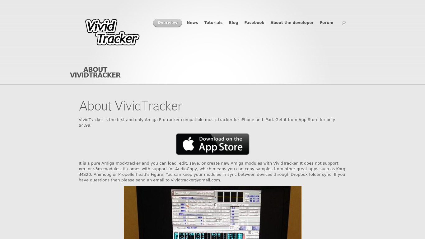VividTracker Landing page
