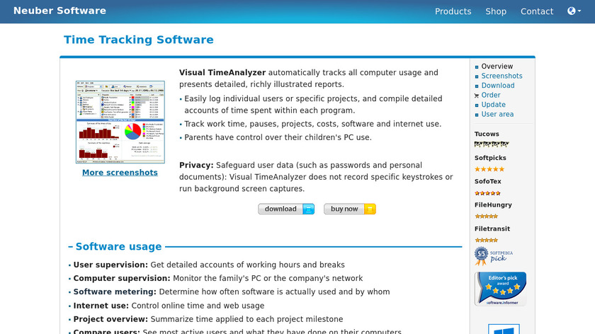 Visual TimeAnalyzer Landing Page