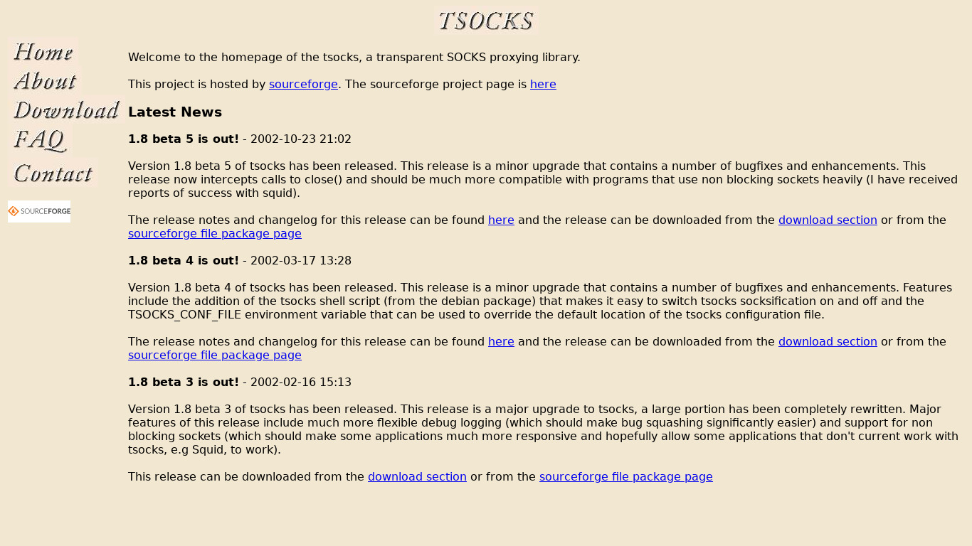 tsocks Landing page
