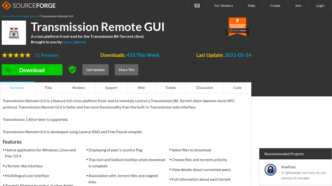 Transmission Remote GUI Landing page