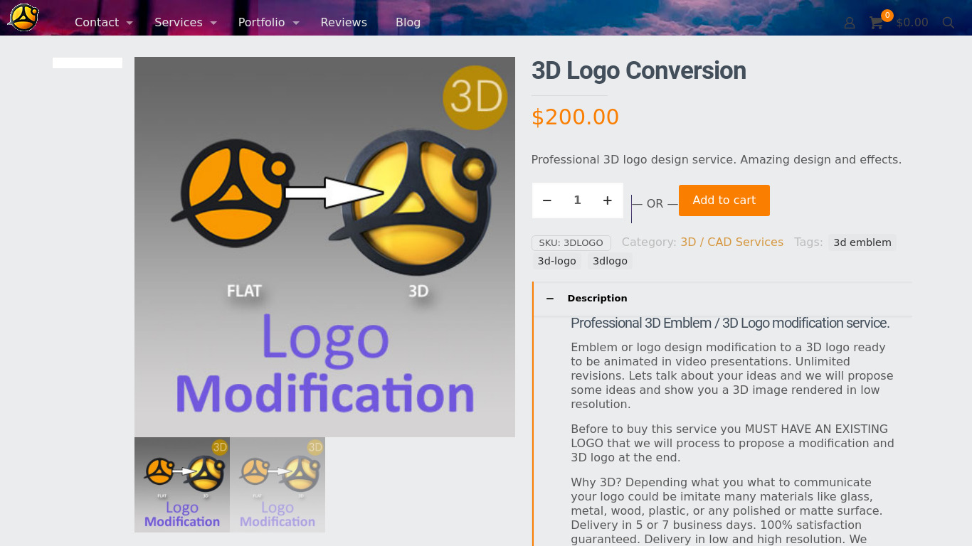 ArnaezStudios 3D Logo Conversion Landing page