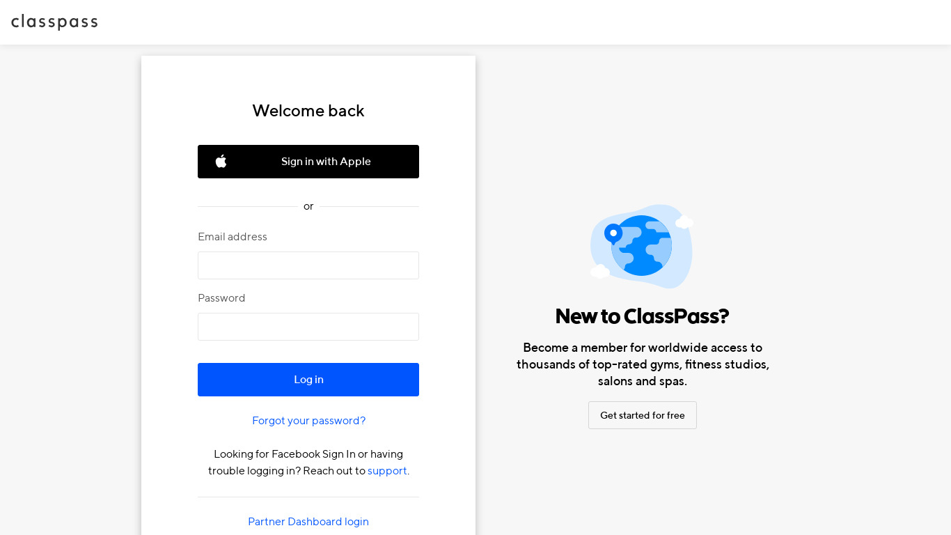 ClassPass Live Landing page