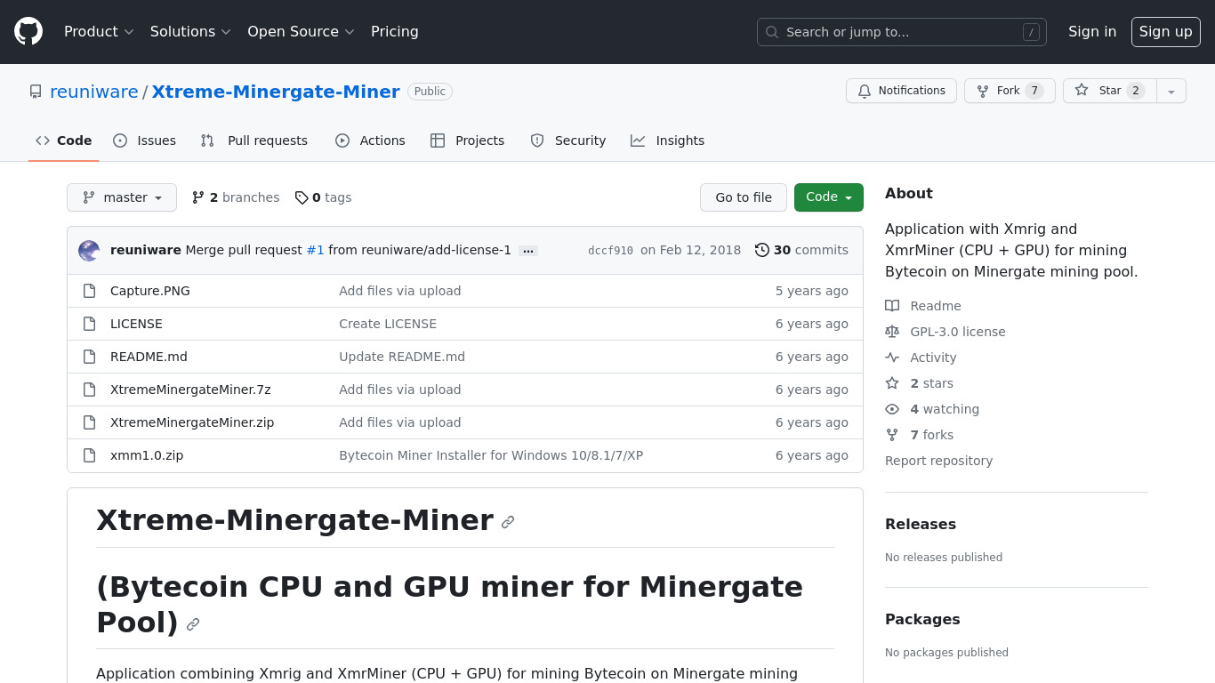 Xtreme Minergate Bytecoin Miner Landing page