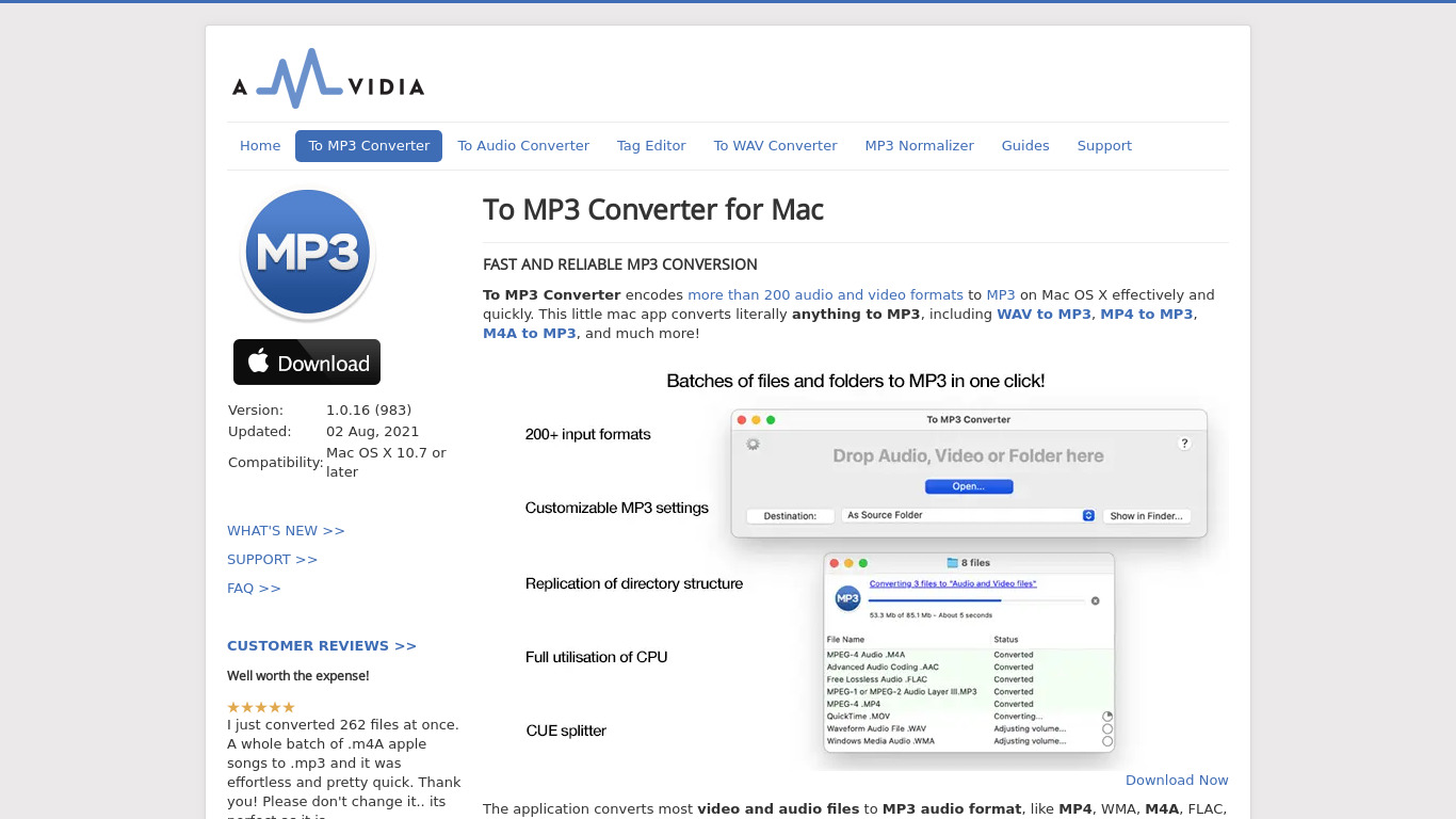 To MP3 Converter for MAC Landing page