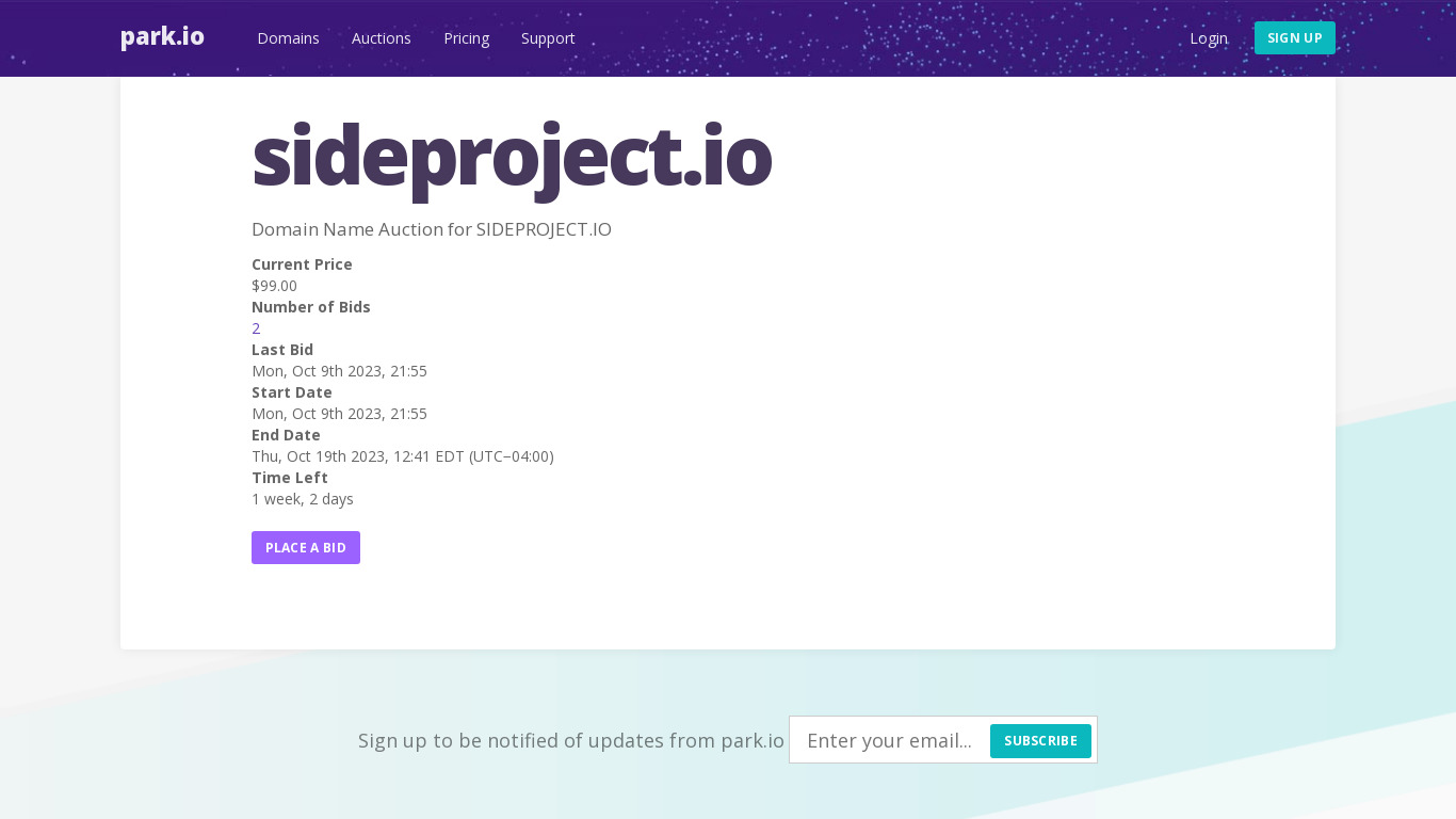 Sideproject Landing page