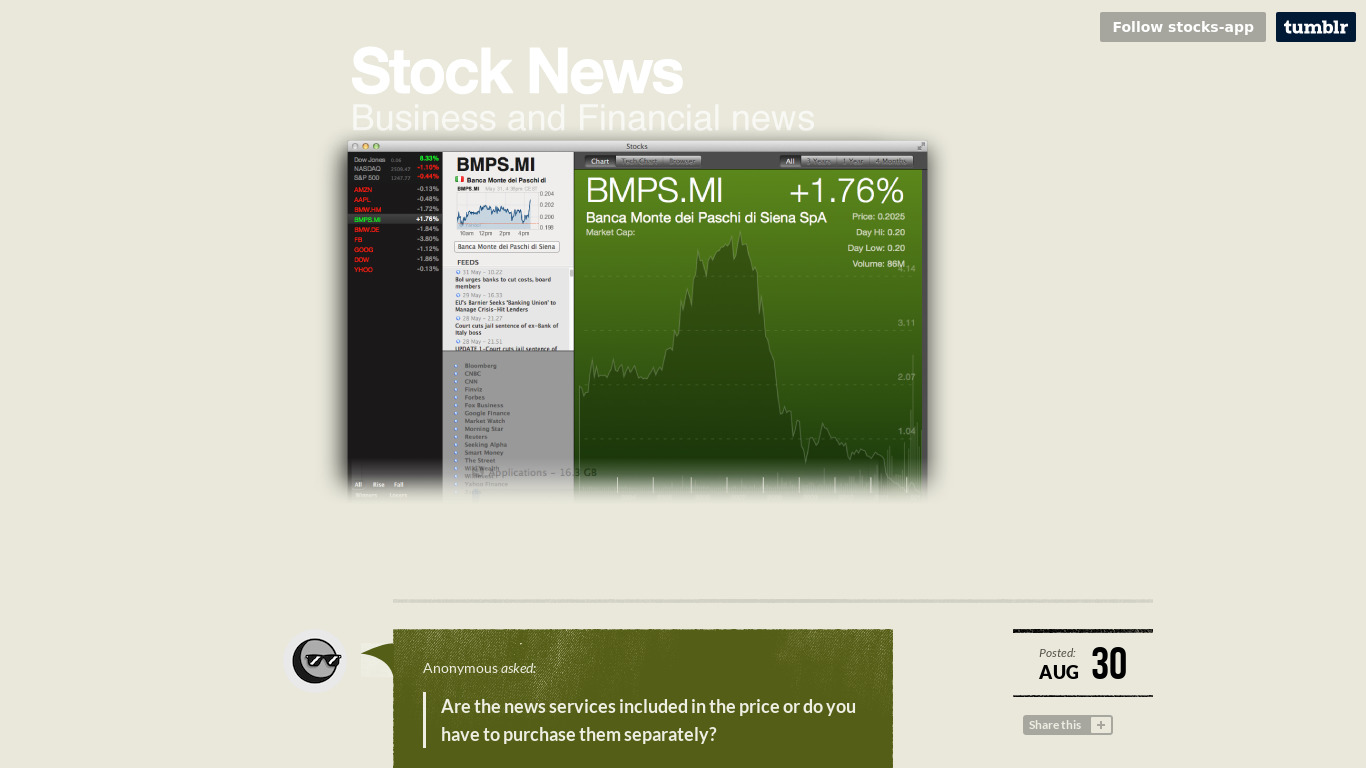 Stocks News Landing page