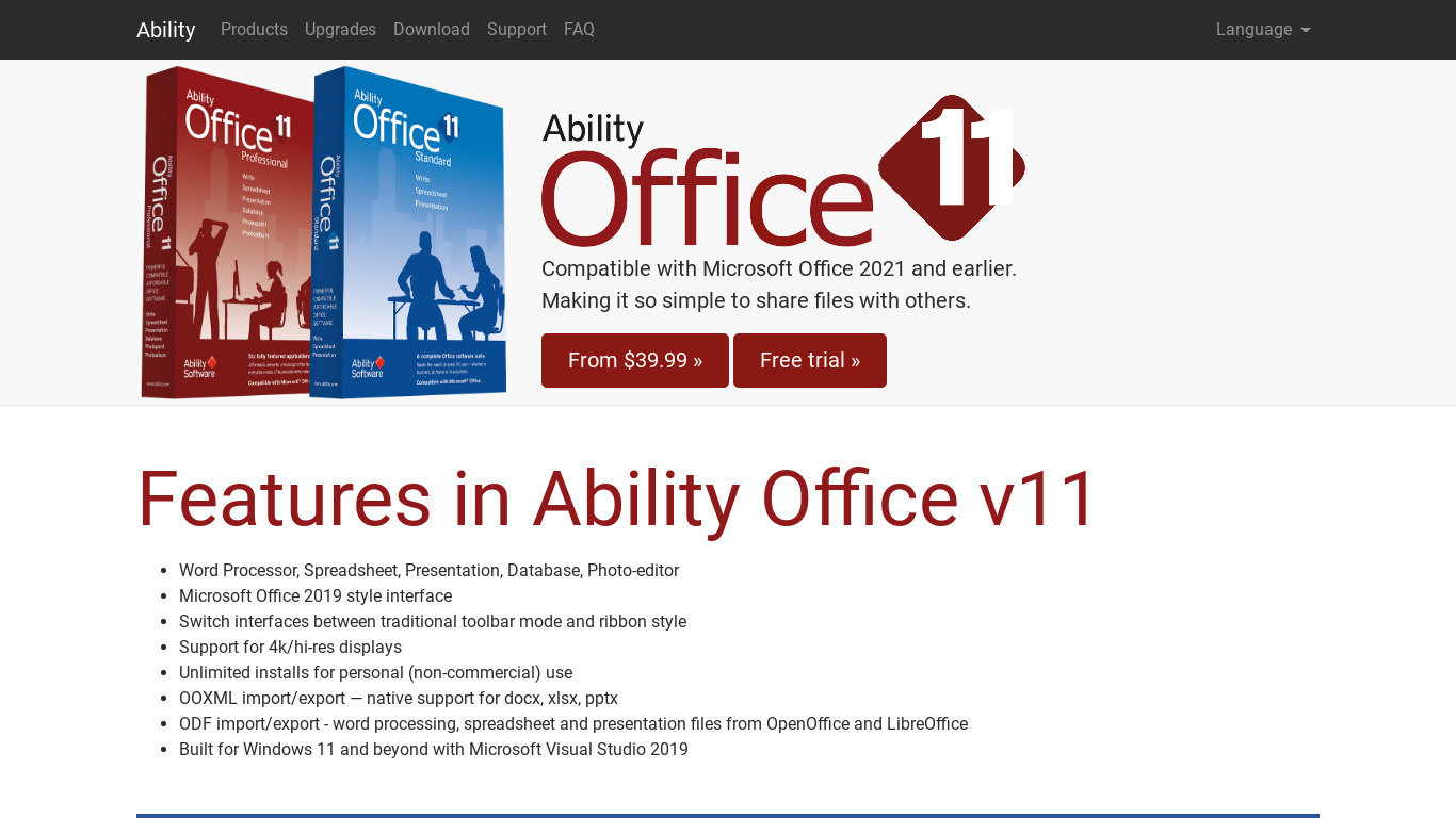 Ability Office Landing page