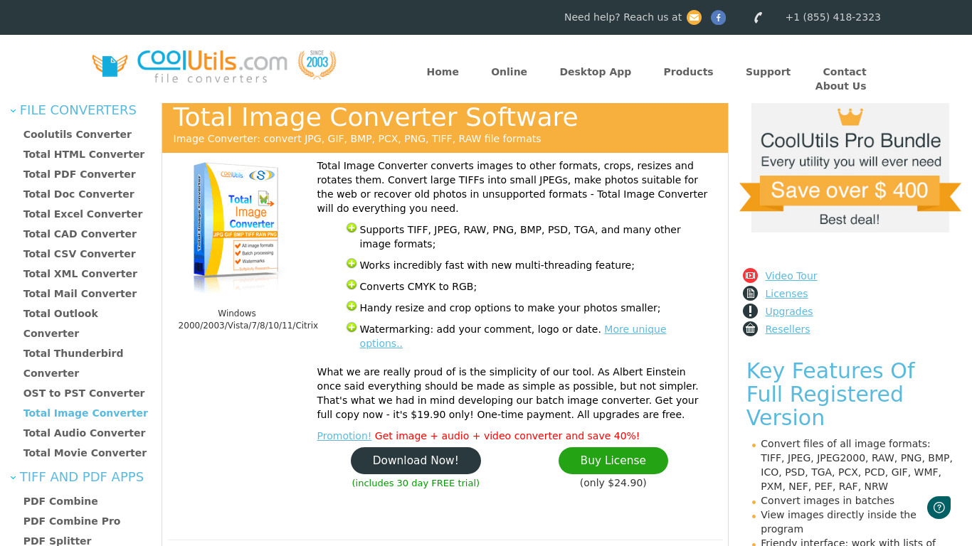Total Image Converter Landing page