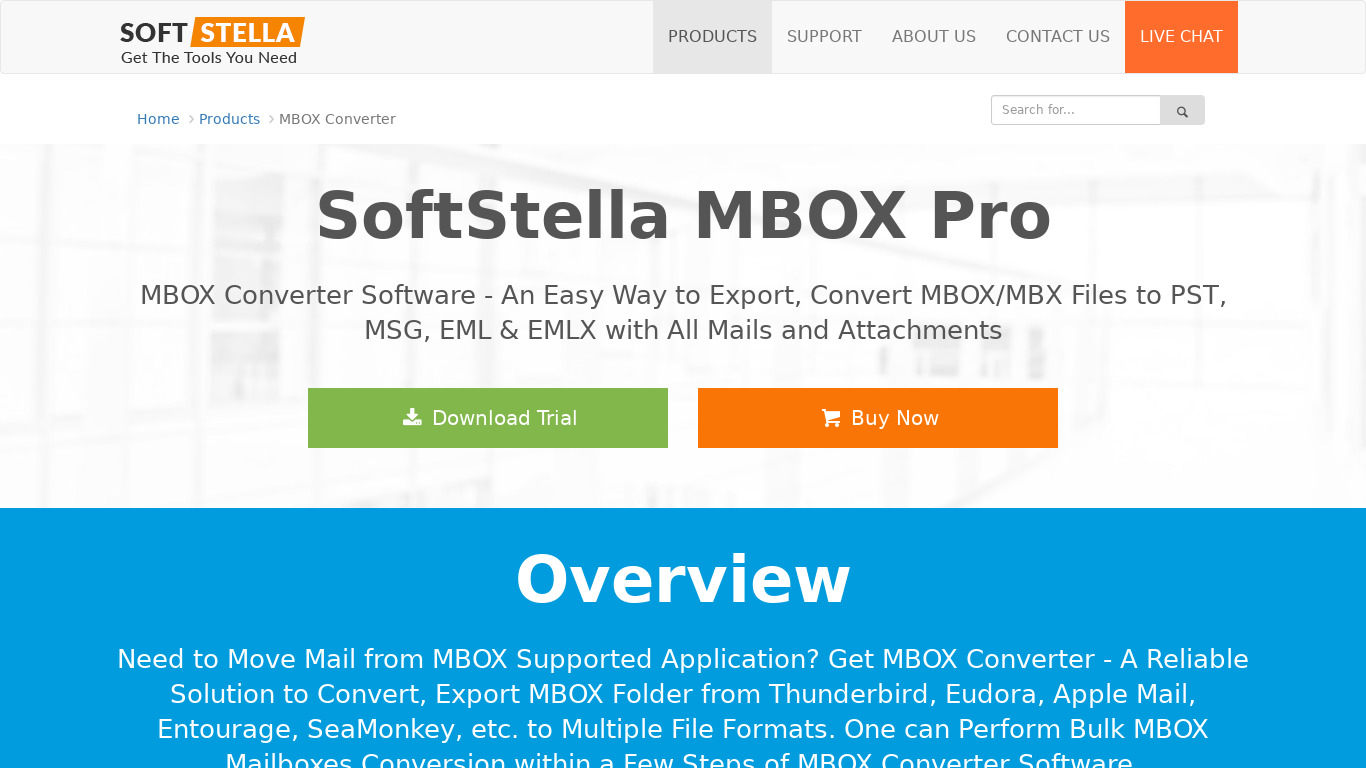 SoftStella MBOX Pro Landing page