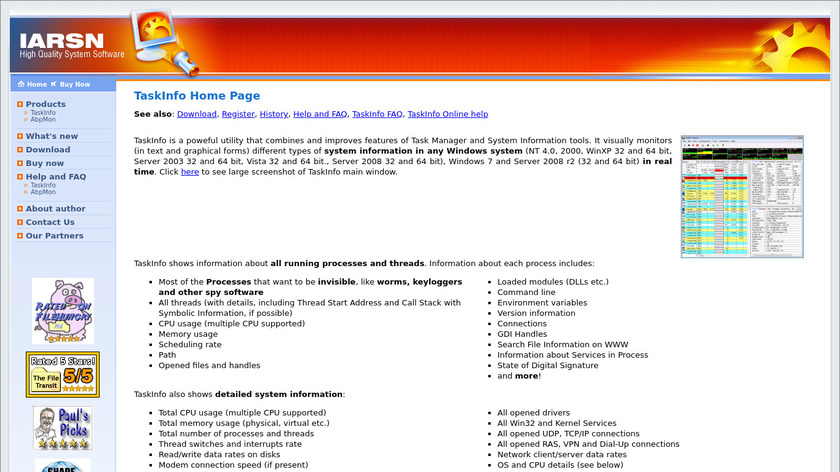 TaskInfo Landing Page