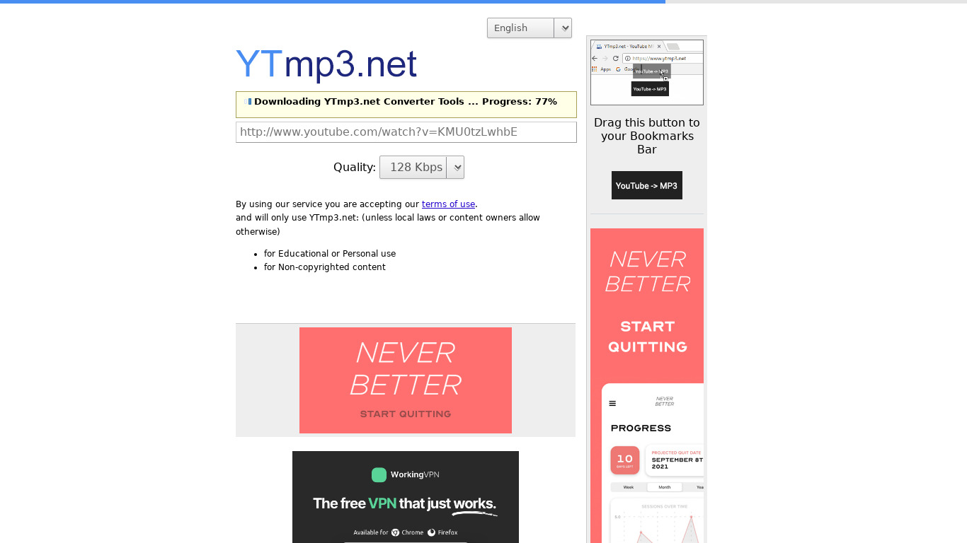 YTmp3.net Landing page
