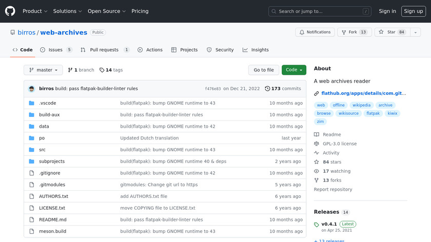 WebArchives Landing Page
