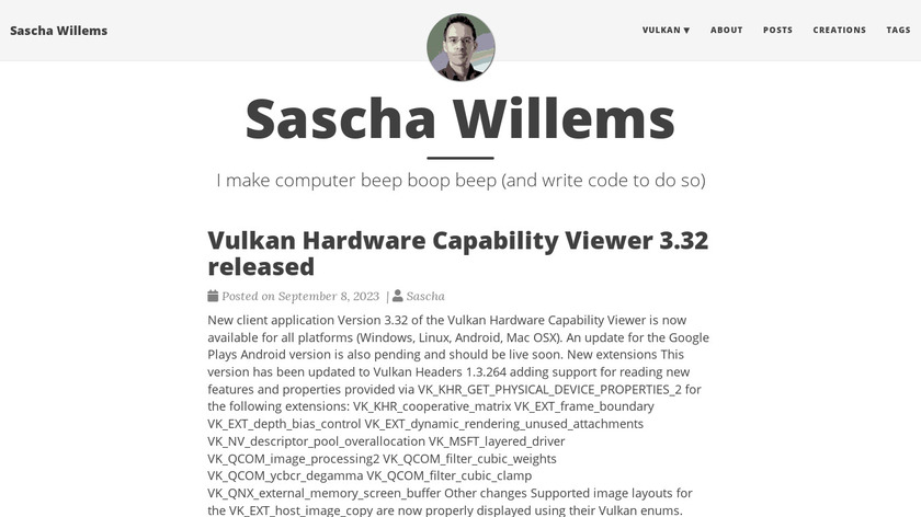 The OpenGL Hardware Capability Viewer Landing Page